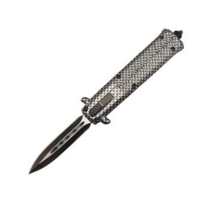 Cuchillo stiletto de doble acción de 4,15 pulgadas-Plata