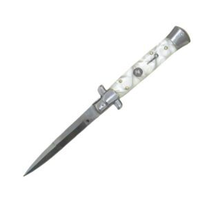 Cuchillo italiano Stiletto de 9 pulgadas - Navaja con mango blanco perla