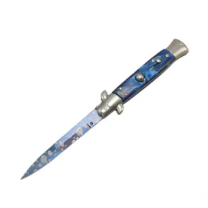 Cuchillo italiano Stiletto de 8,75 pulgadas - Navaja con mango azul