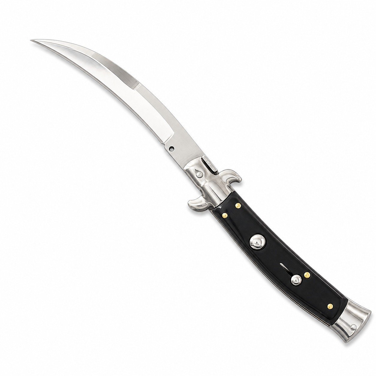 44552-main-white-clean.jpg Cuchillo italiano Stiletto de 9 pulgadas - Navaja con hoja de cimitarra