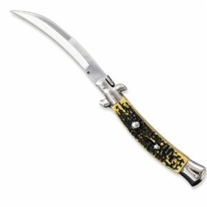 Cuchillo italiano Stiletto de 9 pulgadas – Navaja con mango de hueso de ciervo sintético