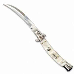 Cuchillo italiano Stiletto de 9 pulgadas – Navaja con mango de resina de concha blanca
