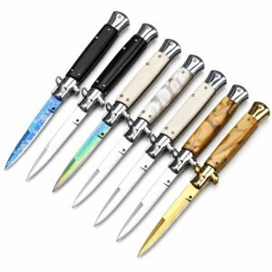 Cuchillo italiano clásico Stiletto: juego de cuchillos automáticos con estilos de hoja mixtos