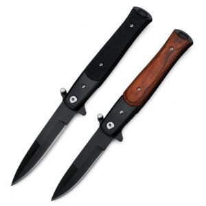 Cuchillo Stiletto plegable para exteriores - Diseño de supervivencia con hoja de pez espada