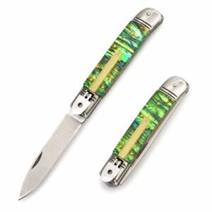 Cuchillo de apertura lateral con palanca y mango de abulón AKC de 8 pulgadas