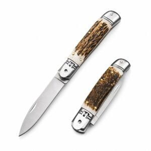 Cuchillo de apertura lateral con palanca y mango de asta de 8 pulgadas AKC