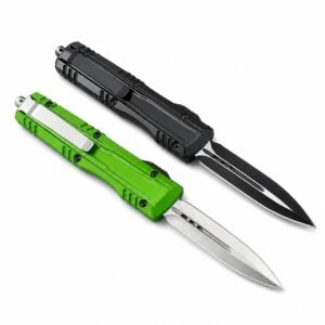 Zinc Handle Microtech es un cuchillo OTF de fuego divino