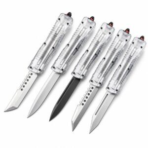Cuchillo OTF Dalong de segunda generación con mango totalmente transparente Microtech