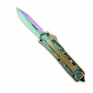 Cuchillo OTF OTF de doble filo Baobei Scarab de titanio coloreado