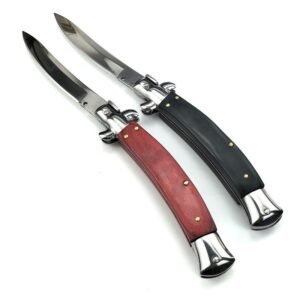 Cuchillo italiano clásico Stiletto – Cuchillo automático con mango de madera o negro