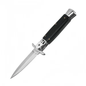 Cuchillo italiano Stiletto de 9 pulgadas - Navaja automática con mango negro