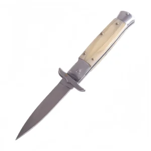 Cuchillo Stiletto con mango de hueso amarillo - Diseño de patrón de dragón